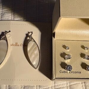 Stella & dot reversible Earrings plus Kim Roger's CZ studs